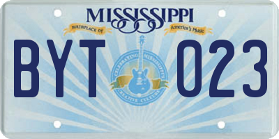 MS license plate BYT023
