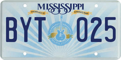 MS license plate BYT025