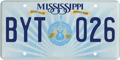 MS license plate BYT026