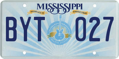 MS license plate BYT027