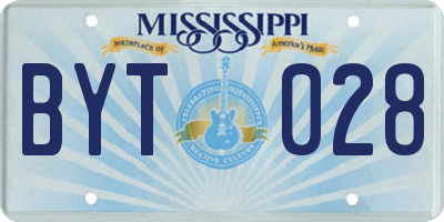 MS license plate BYT028