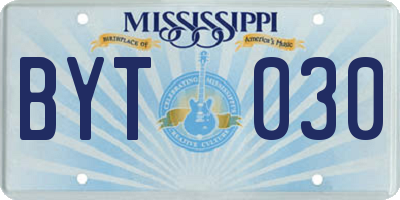 MS license plate BYT030