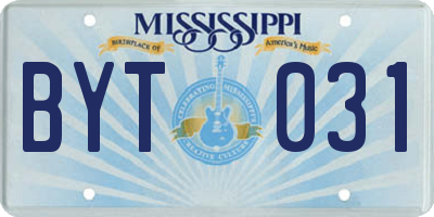 MS license plate BYT031