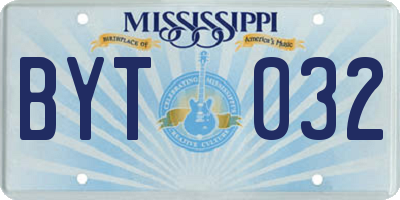 MS license plate BYT032
