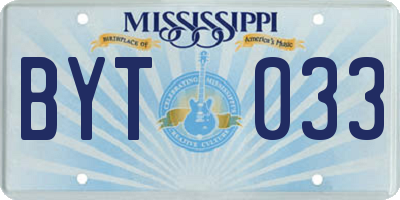 MS license plate BYT033