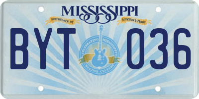 MS license plate BYT036