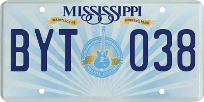 MS license plate BYT038