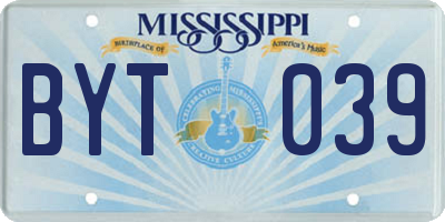 MS license plate BYT039