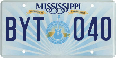 MS license plate BYT040