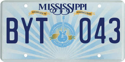MS license plate BYT043