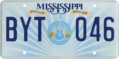 MS license plate BYT046