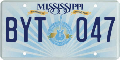 MS license plate BYT047