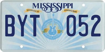 MS license plate BYT052