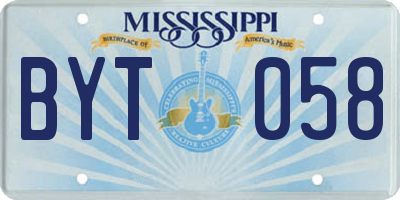 MS license plate BYT058