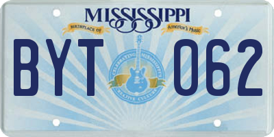 MS license plate BYT062