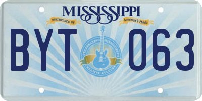 MS license plate BYT063