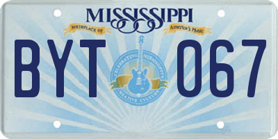 MS license plate BYT067