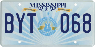 MS license plate BYT068