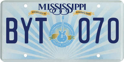 MS license plate BYT070