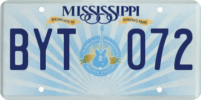 MS license plate BYT072