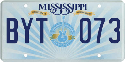 MS license plate BYT073