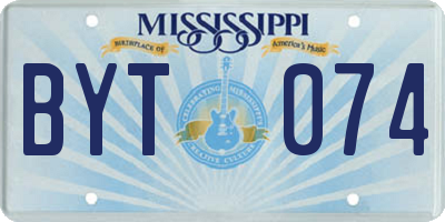 MS license plate BYT074