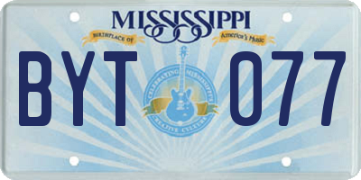 MS license plate BYT077