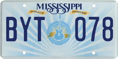 MS license plate BYT078