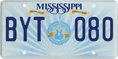 MS license plate BYT080