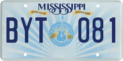 MS license plate BYT081
