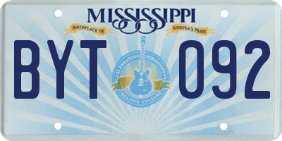 MS license plate BYT092