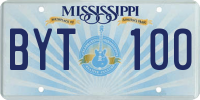 MS license plate BYT100