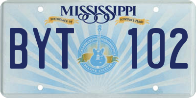 MS license plate BYT102