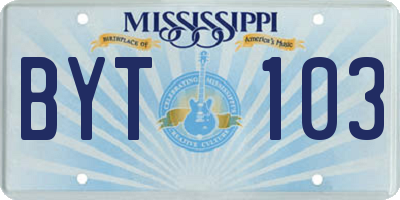 MS license plate BYT103