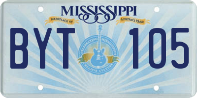 MS license plate BYT105