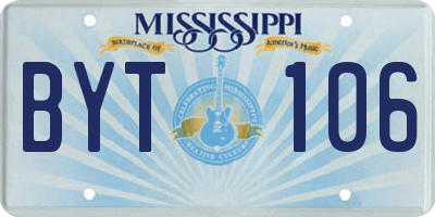 MS license plate BYT106