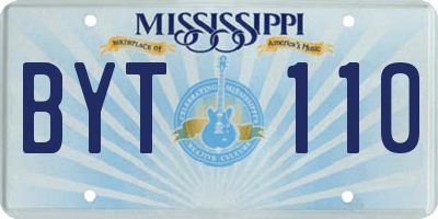 MS license plate BYT110