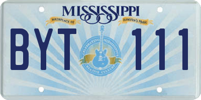 MS license plate BYT111