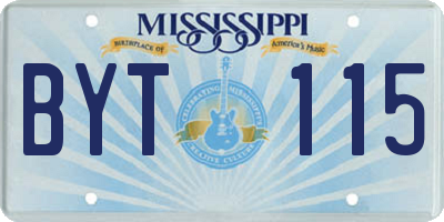 MS license plate BYT115