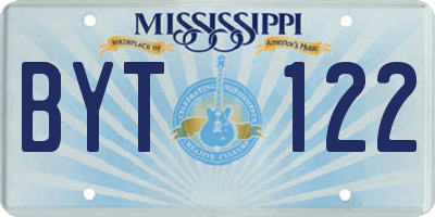 MS license plate BYT122