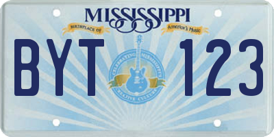 MS license plate BYT123