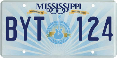 MS license plate BYT124