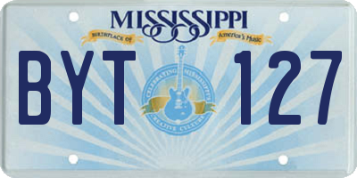 MS license plate BYT127