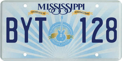 MS license plate BYT128