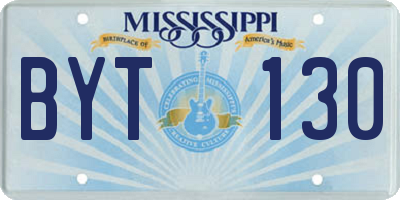 MS license plate BYT130