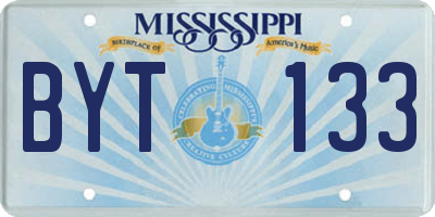 MS license plate BYT133