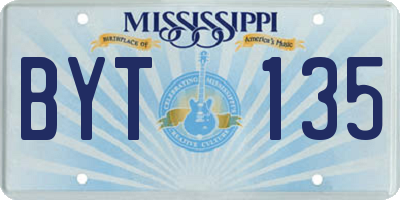 MS license plate BYT135