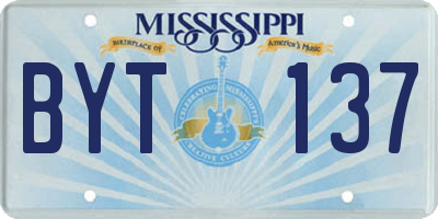 MS license plate BYT137