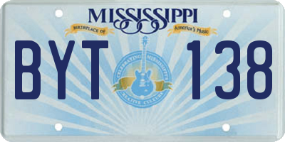 MS license plate BYT138