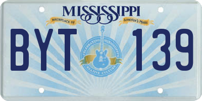 MS license plate BYT139